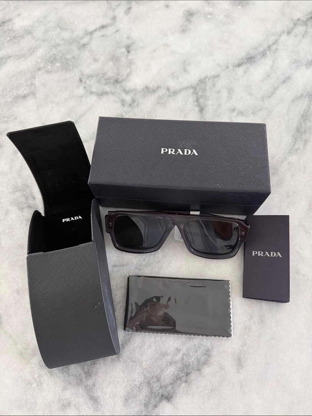 Brand new in box*Prada Dark Grey Rectangular Sunglasses
